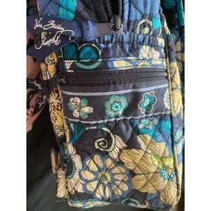 Vera Bradley Retired 2007 Mod Floral Backpack Bag Mod Floral Pink Vera Bradley black backpack with pink  main image 4